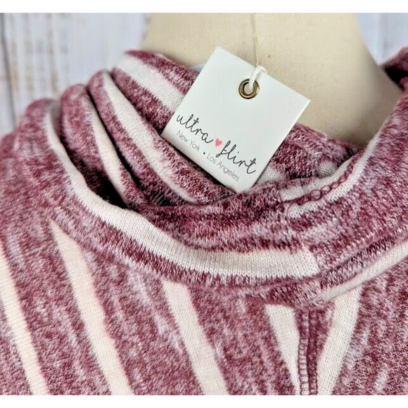 Ultra Flirt Womens Juniors Striped Funnel Neck Sweatshirt Size M Cabernet - Picture 4 of 4